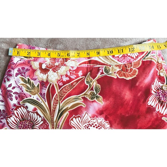 Islander Hawaiian Floral Maxi Skirt Side Button Elastic Back Waist - Picture 7 of 13